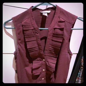 H&M burgundy detail blouse